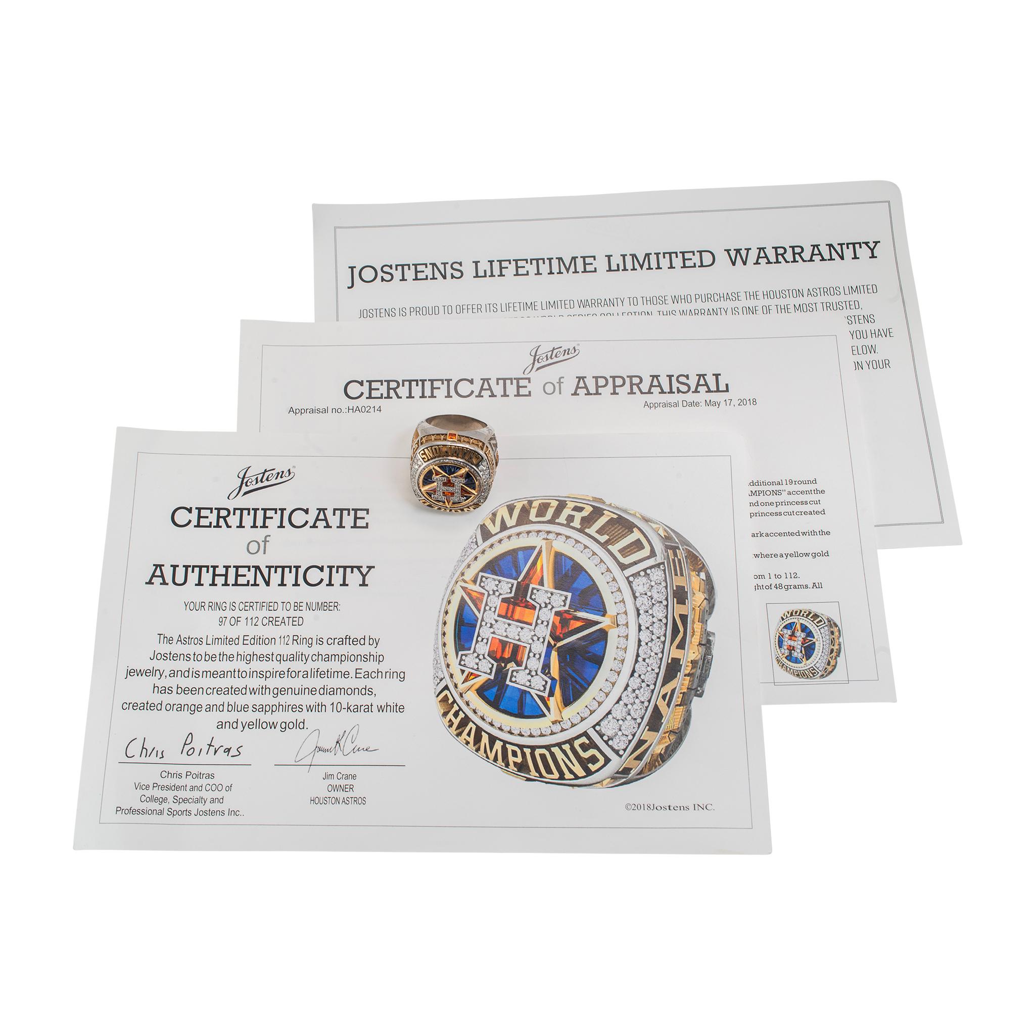 Astros 2017 Campeonato de la Serie Mundial Edición Limitada #97 de 112 Anillo de Cóctel en venta 2