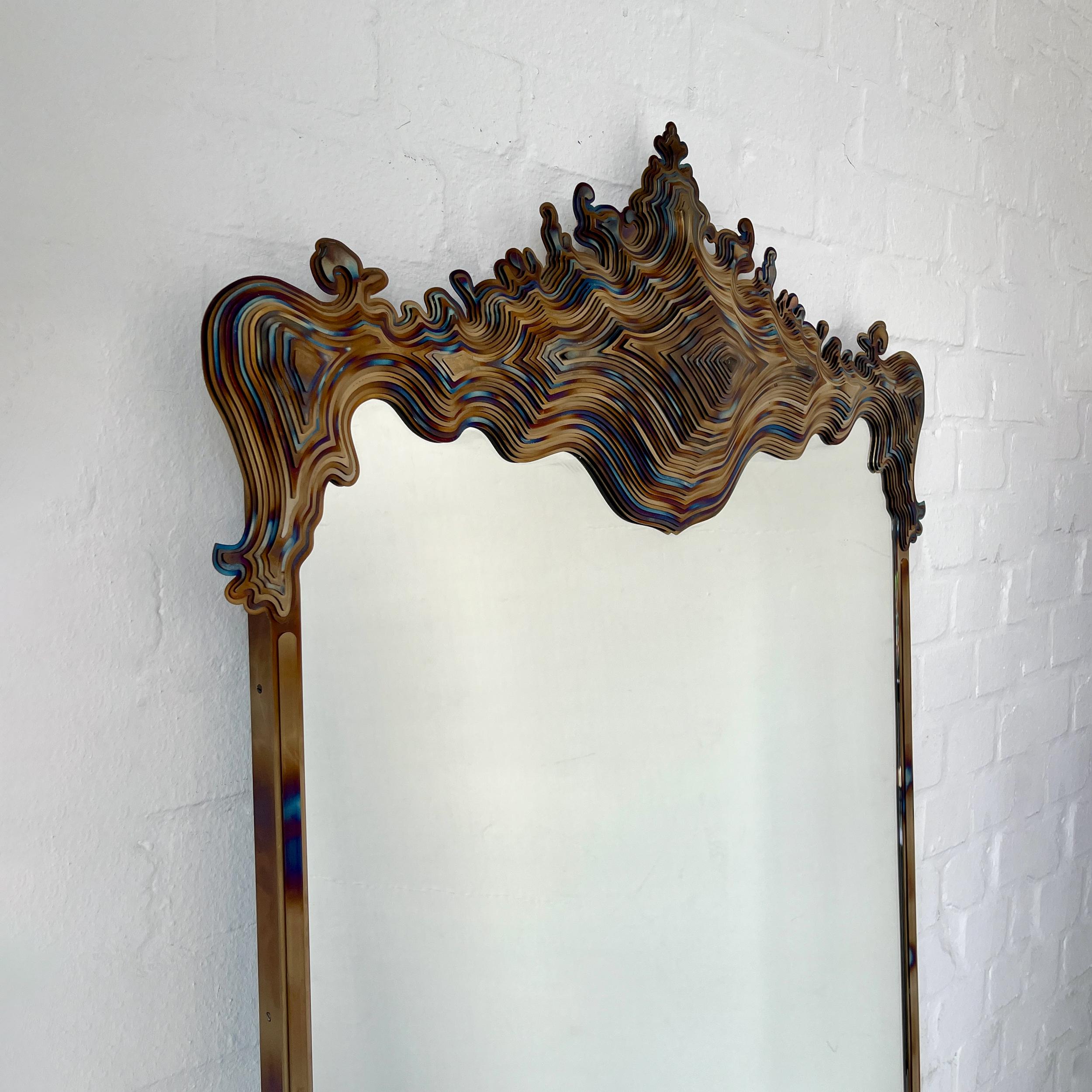 Asturias Special Edition Baroque Mirror with Tempered Stainless Steel Frame For Sale 4