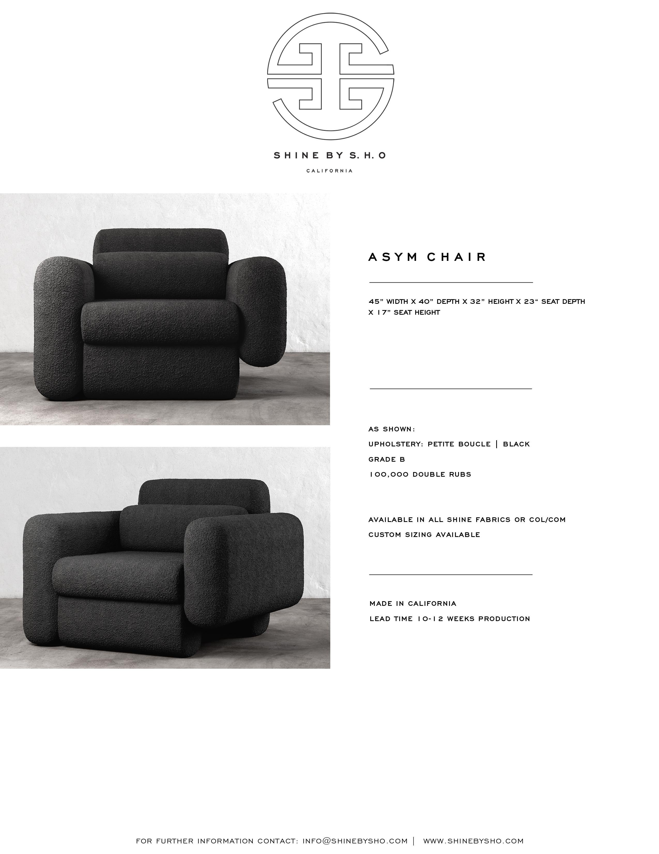 ASYM CHAIR - Sedia componibile moderna asimmetrica in bouclè nero In condizioni Nuovo in vendita a Laguna Niguel, CA