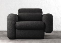 ASYM CHAIR - Modern Asymmetrical Sectional Chair in Black Boucle