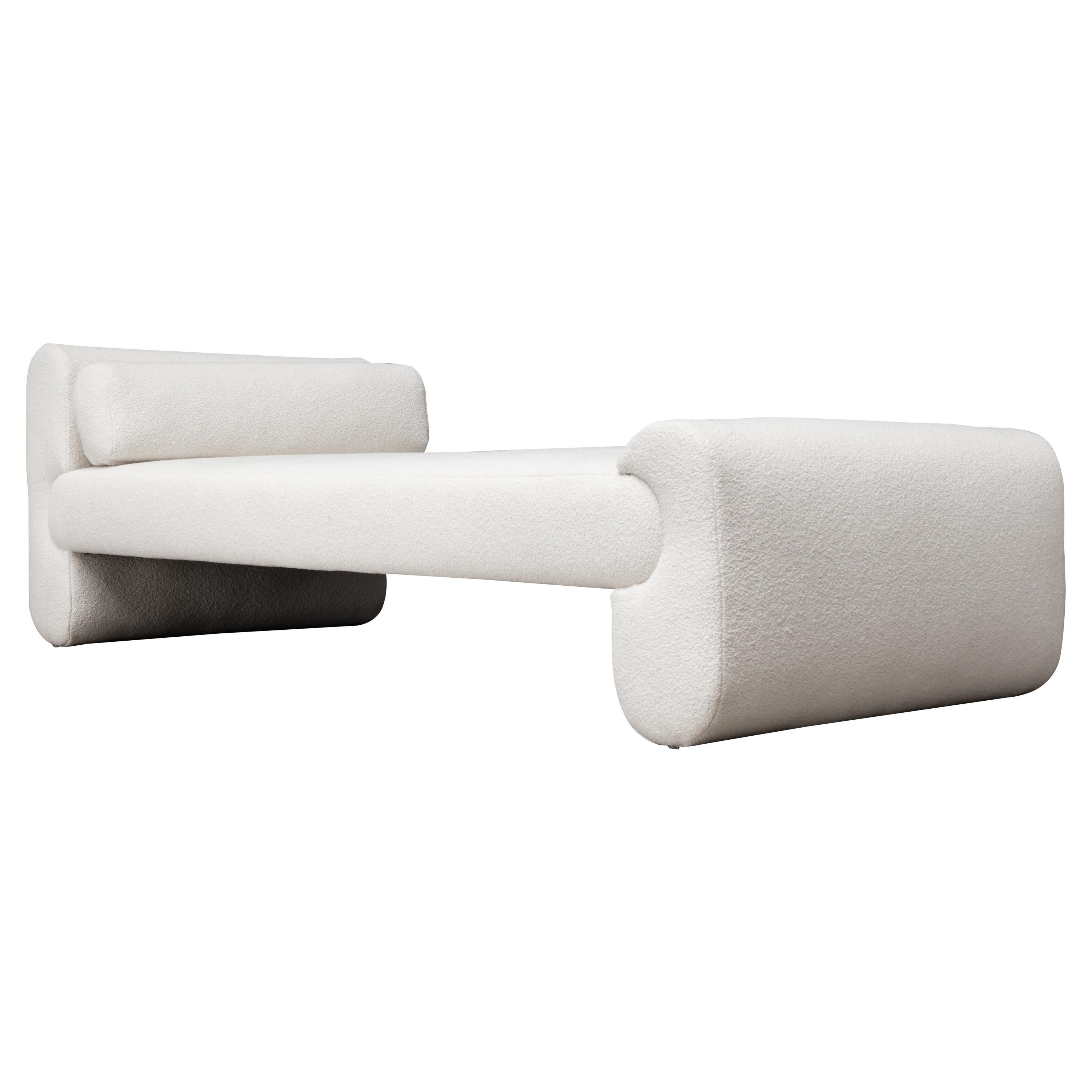 ASYM Day Bed - Modern Asymmetrical Day Bed in Cream Boucle
