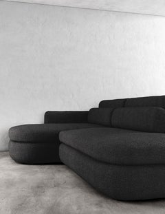 ASYM SECTIONAL - Sofá Seccional Asimétrico Moderno en Boucle Negro