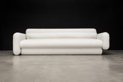 ASYM SOFA - Modern Asymmetrical Sofa in Curly Lamb Boucle in Soft White