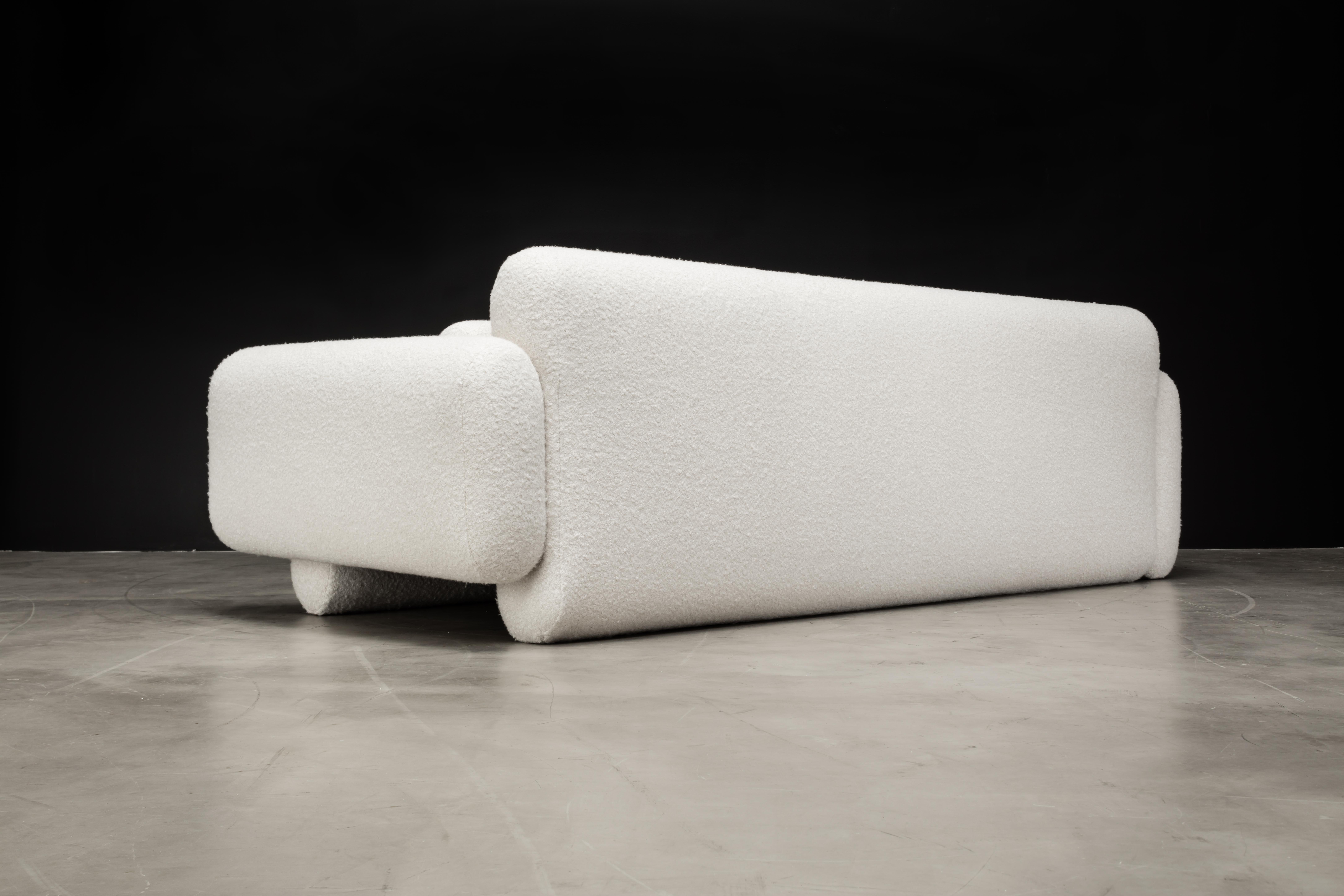 ASYM SOFA - Modern Asymmetrical Sofa in Curly Lamb Boucle in Soft White In New Condition For Sale In Laguna Niguel, CA