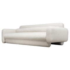 ASYM SOFA - Modern Asymmetrical Sofa in Curly Lamb Boucle in Soft White