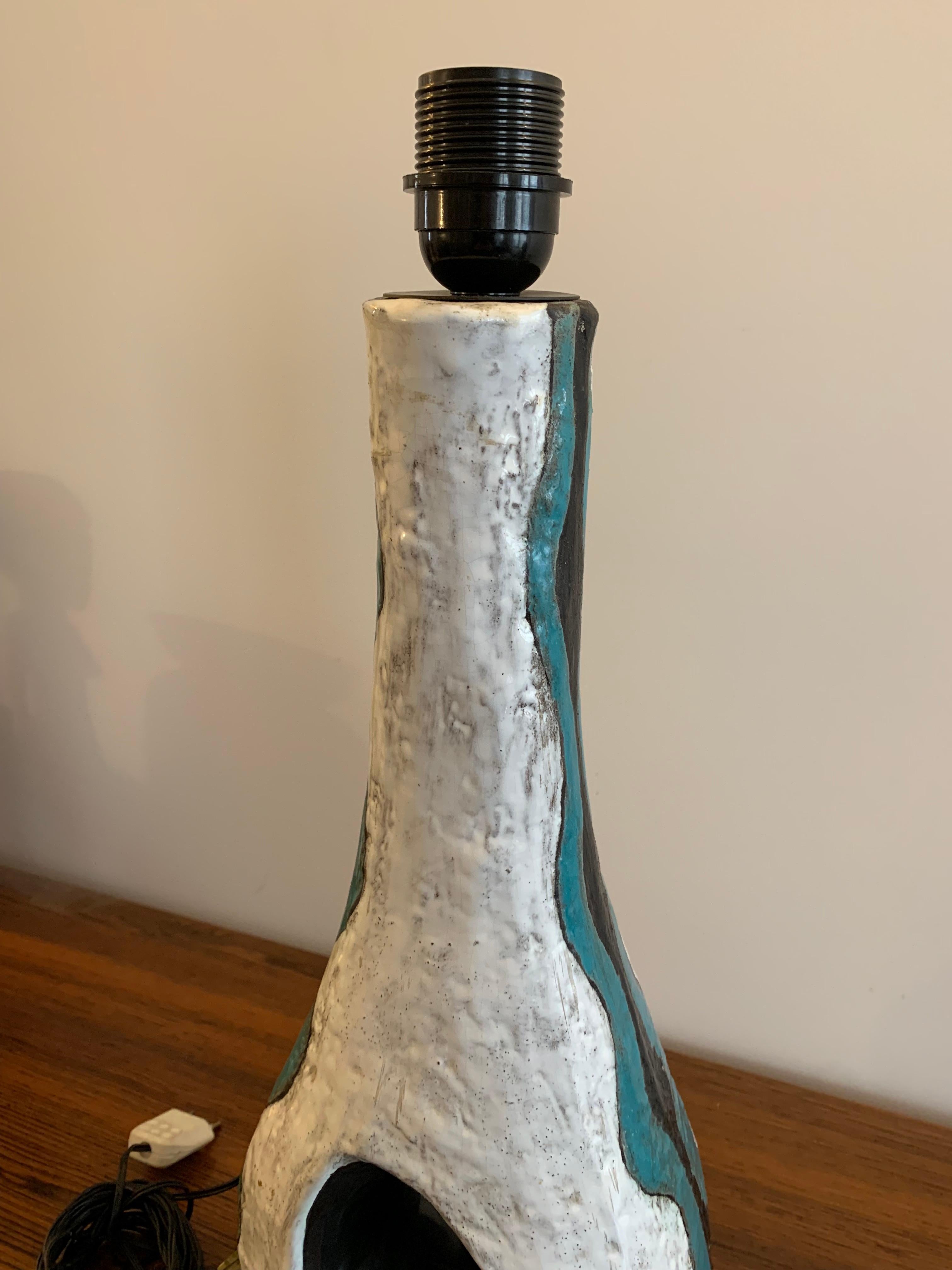 Asymetric Ceramic Lamp Vallauris France 1950 Unique Signed For Sale 10