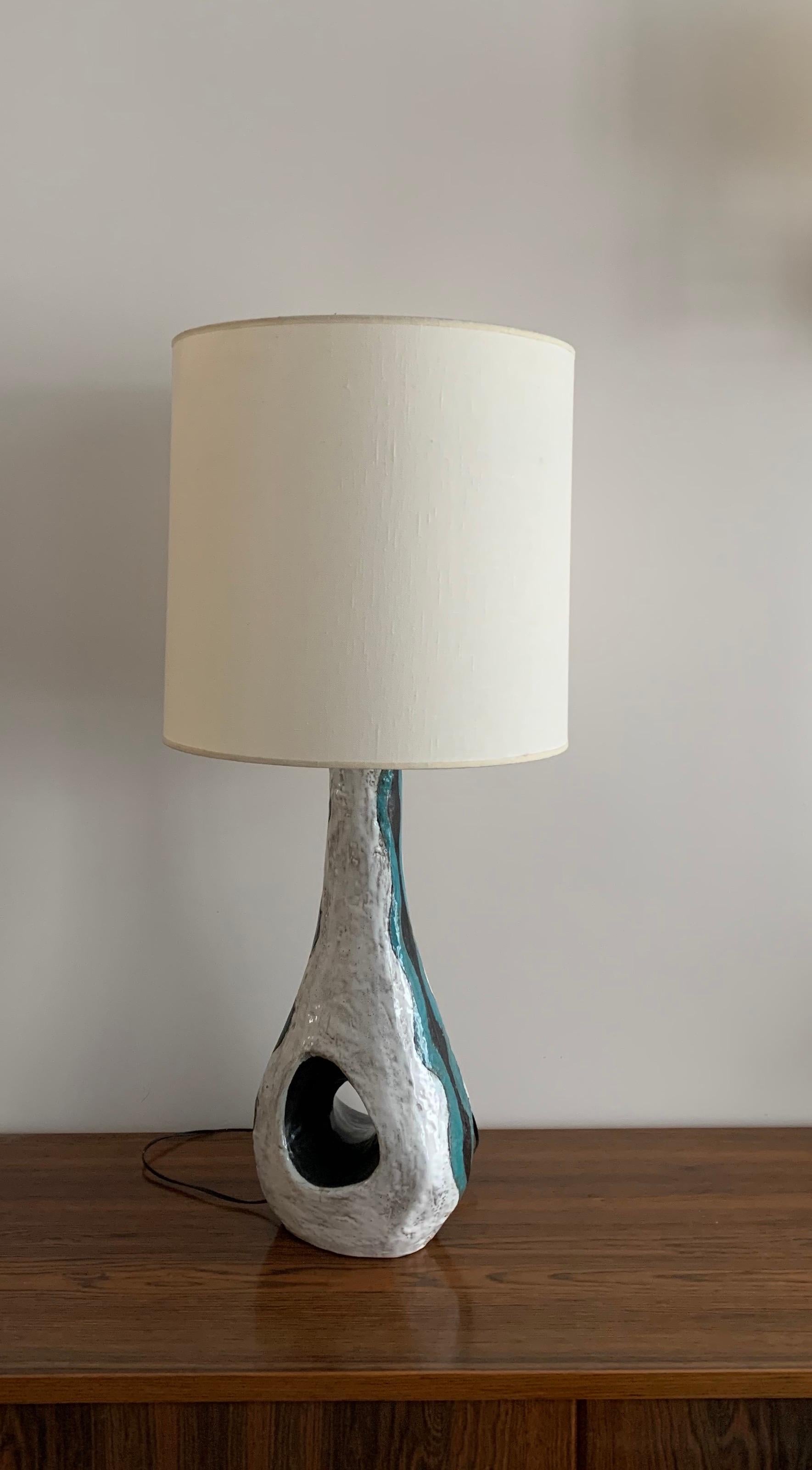 Asymetric Ceramic Lamp Vallauris France 1950 Unique Signed For Sale 13