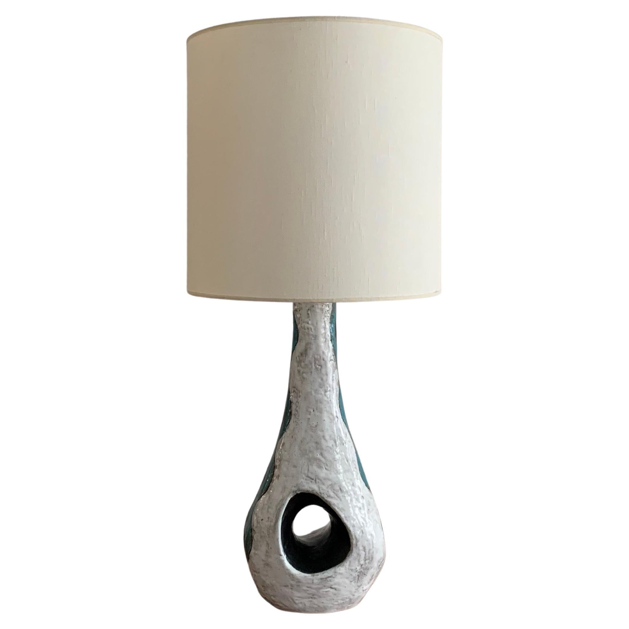 Asymetric Ceramic Lamp Vallauris France 1950 Unique Signed