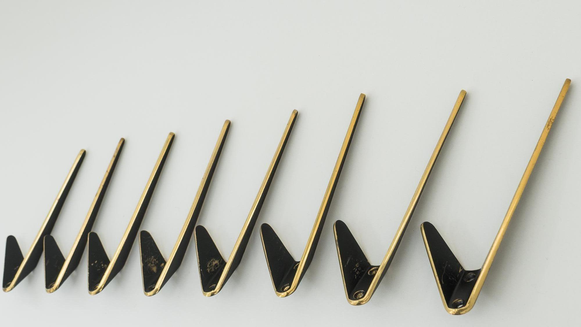 Brass Asymmetric Wall Hooks by Hertha Baller Austria, 1950s