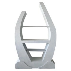 asymetrical postmodern vintage wood and plaster etagere or shelves
