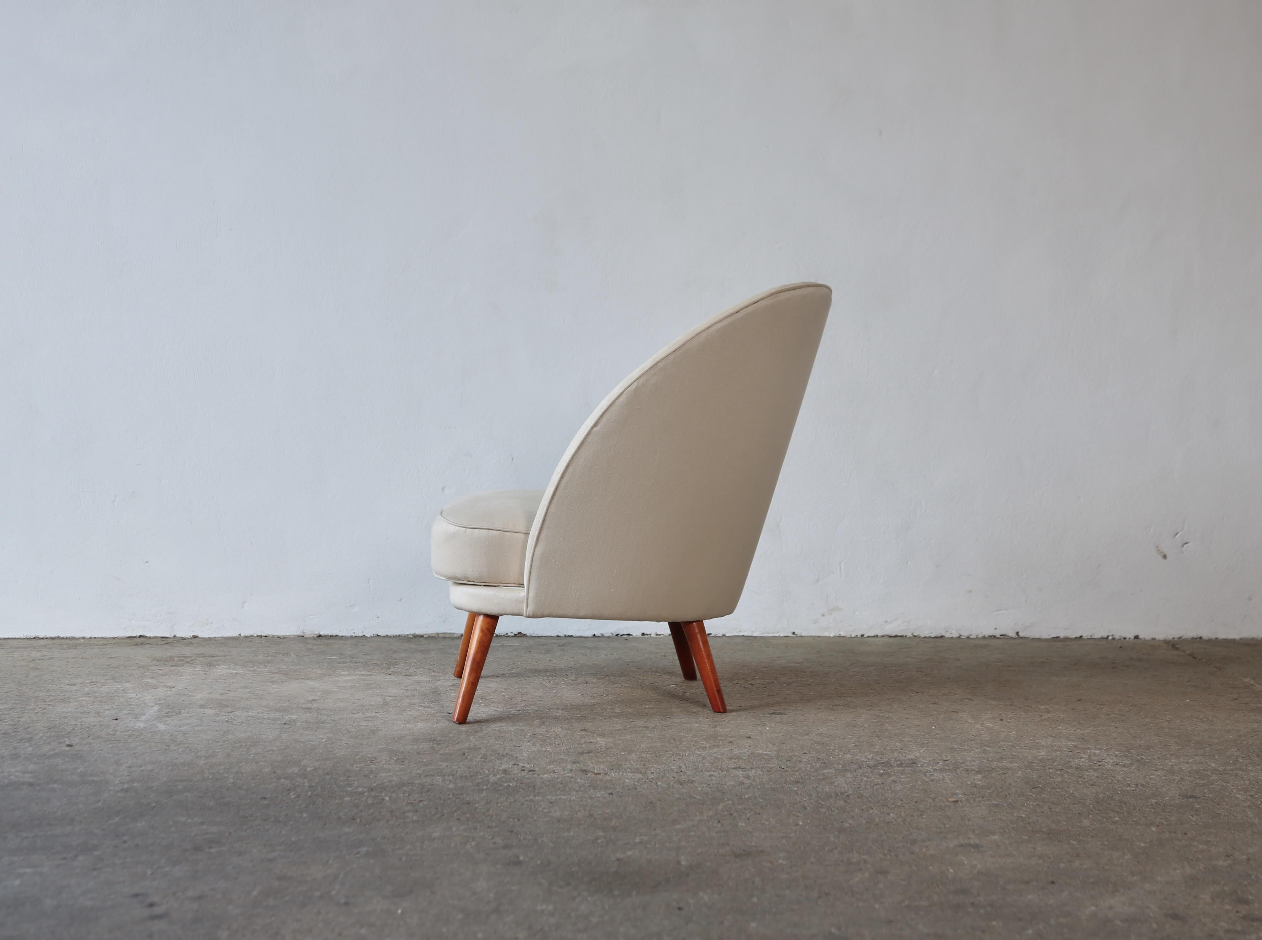 Fabric Asymmetric Chair Attributed to Arne Norell, Sweden, 1950s For Sale