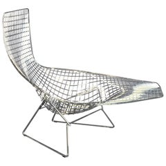 Vintage Asymmetric Chaise Lounge by Harry Bertoia for Knoll International, Chromed Steal