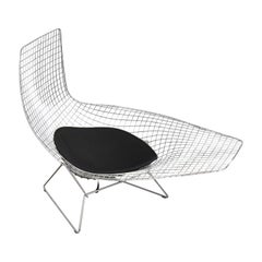 Asymmetric Chaise with Black Cushion by Harry Bertoia for Knoll, USA.
