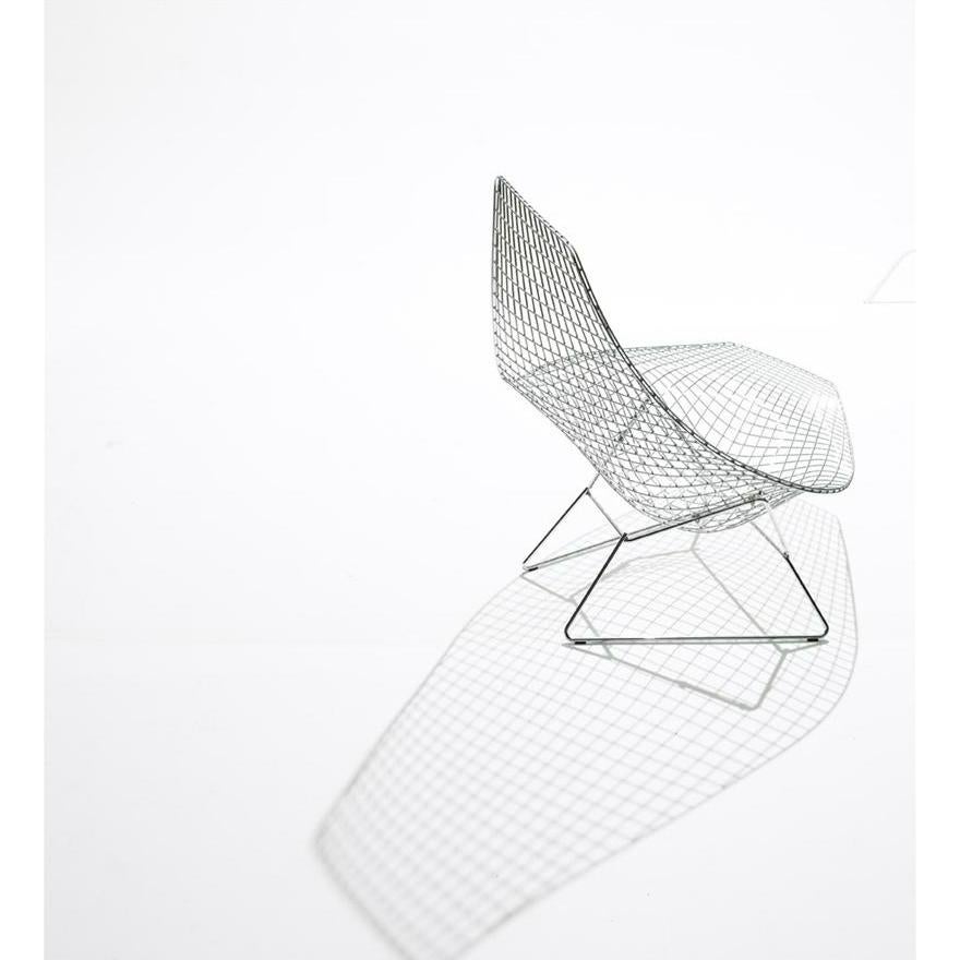 Stainless Steel Asymmetric Chaise with Black Cushion by Harry Bertoia for Knoll, USA.