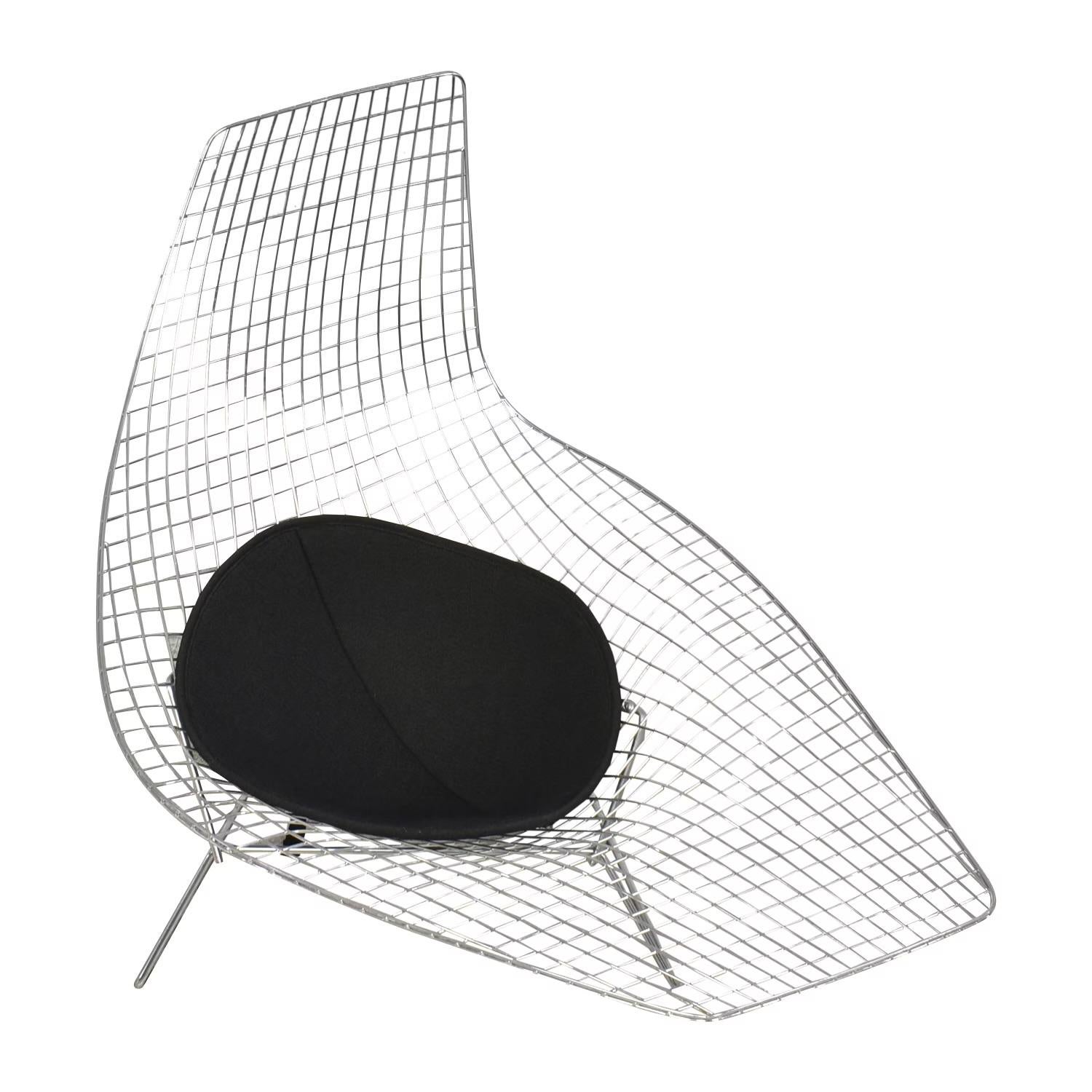 Asymmetric Chaise with Black Cushion by Harry Bertoia for Knoll, USA. 1