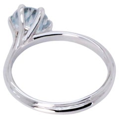 Asymmetric Cosmic Design Stackable Aquamarine 18K White Gold Cocktail Ring