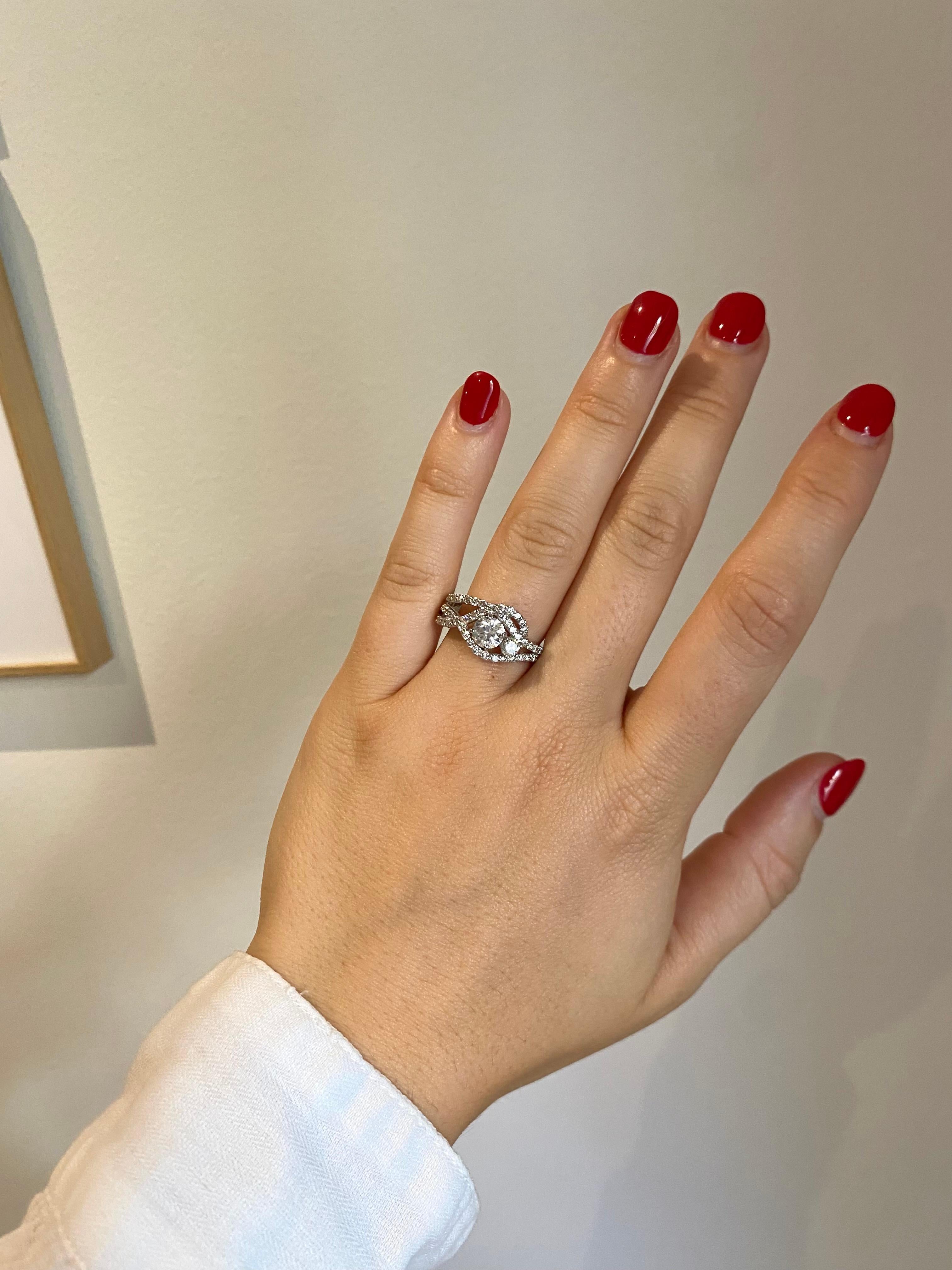 Modern Asymmetric Diamond Ring For Sale