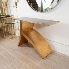 Asymmetric gilt metal console table