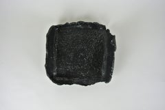 Asymmetric Grey Stoneware Tray with Black Glaze