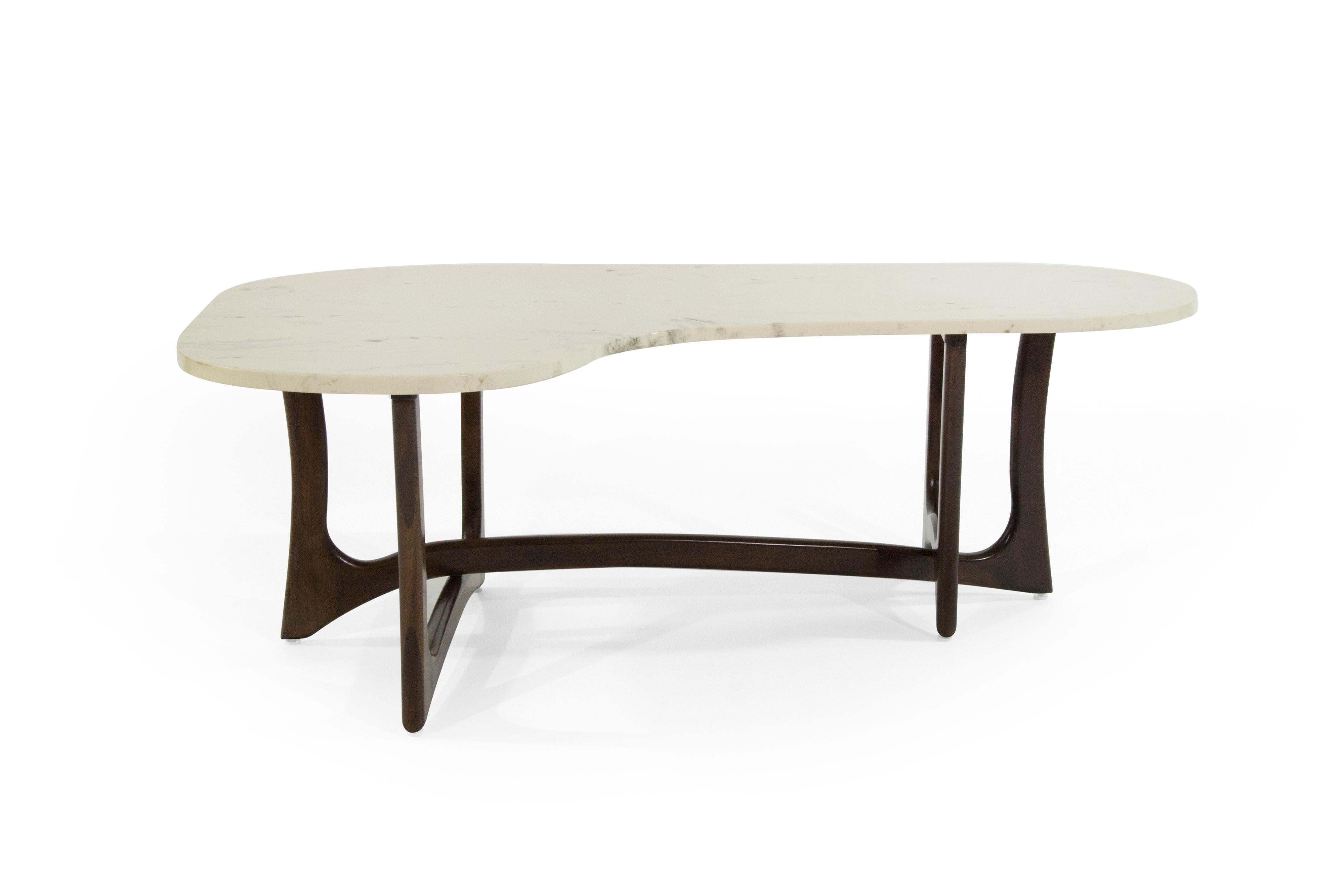Mid-Century Modern Asymmetric Marble-Top Coffee Table by Adrian Pearsall