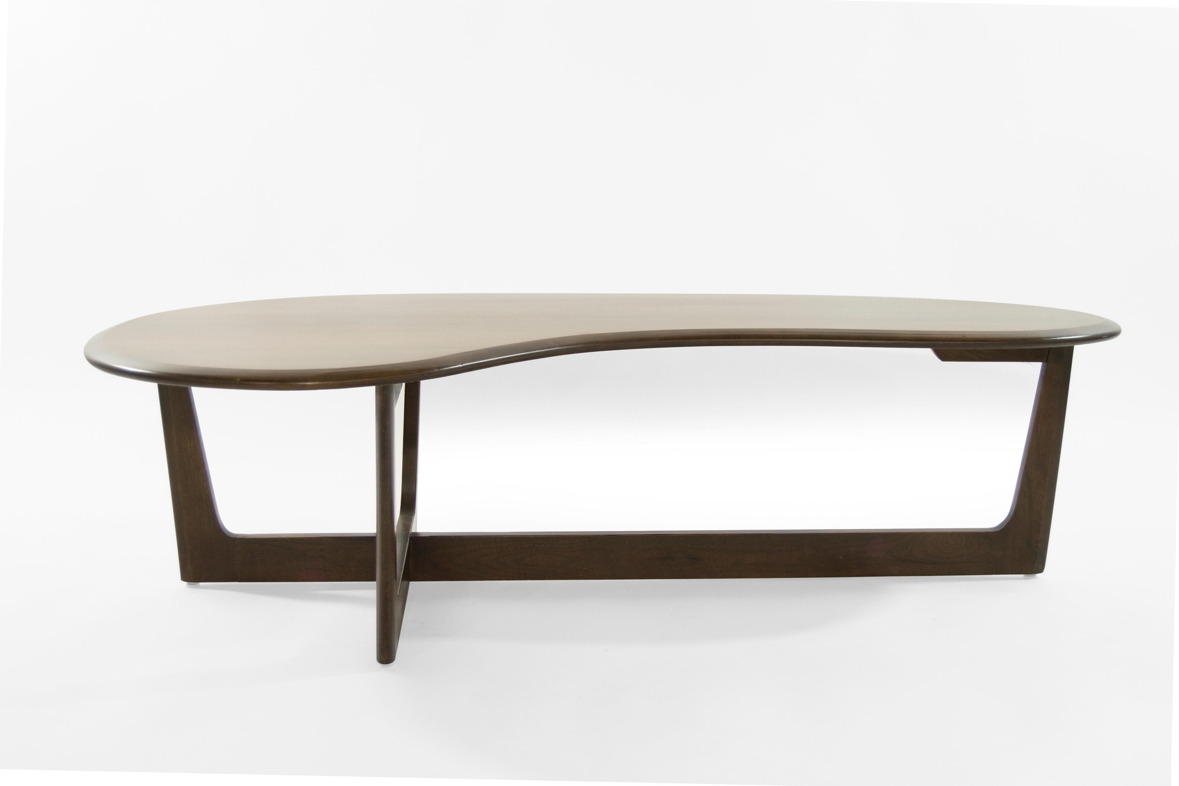 Biomorphic coffee table newly redone in an organic, stain / scratch resistant matte espresso finish.