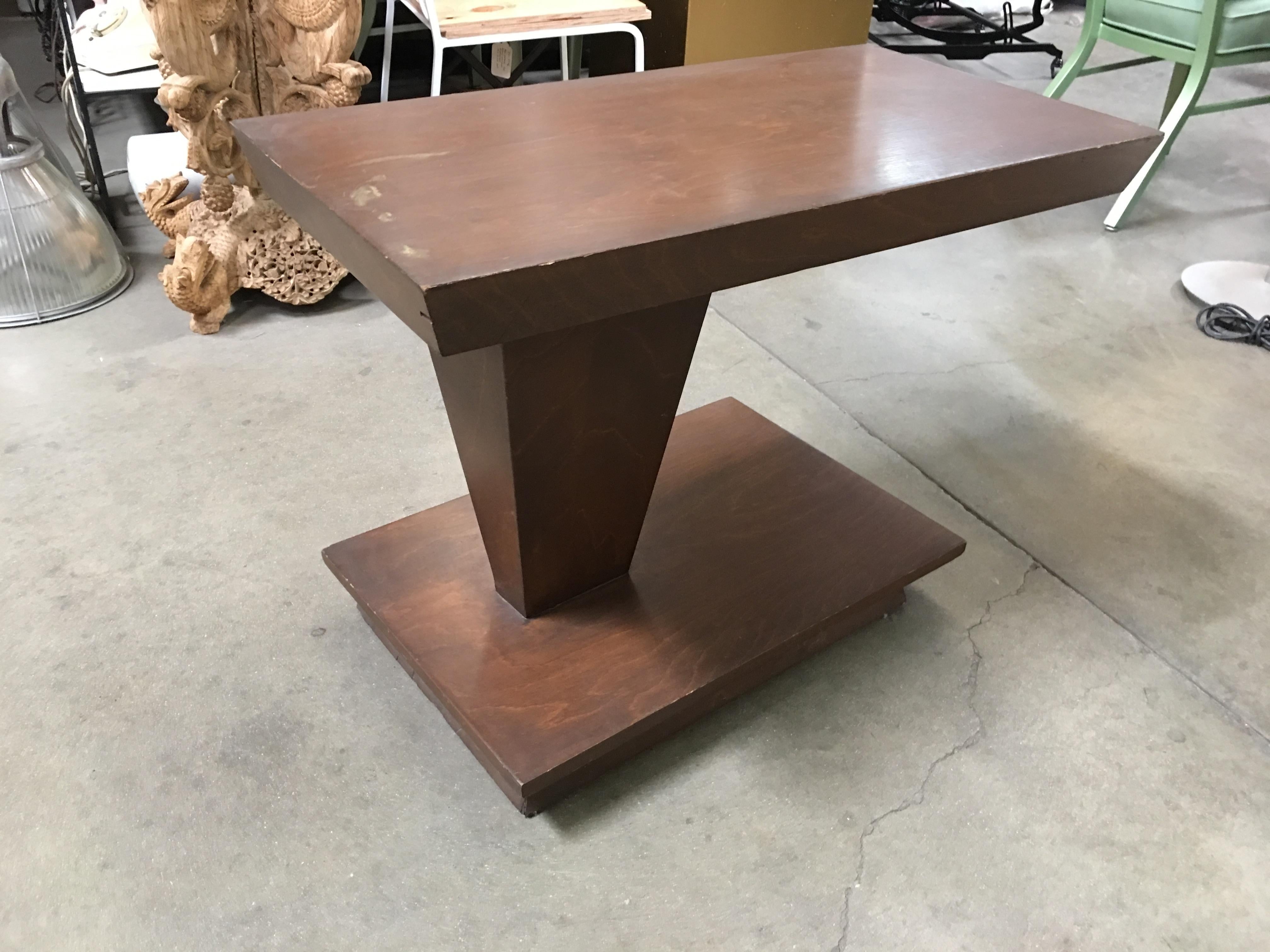 Asymmetric Midcentury Walnut Side Table, Pair 2