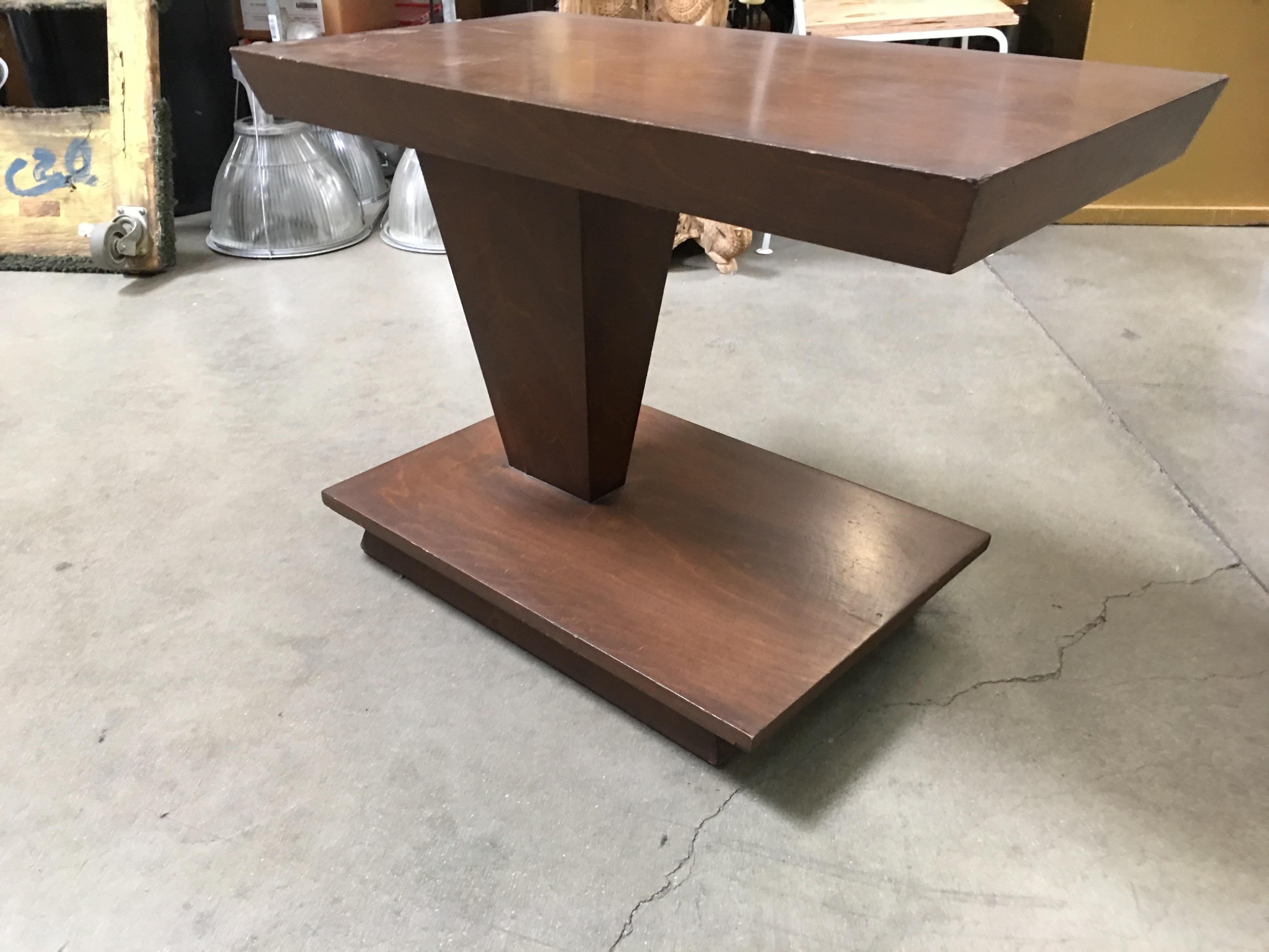 Asymmetric Midcentury Walnut Side Table, Pair 3
