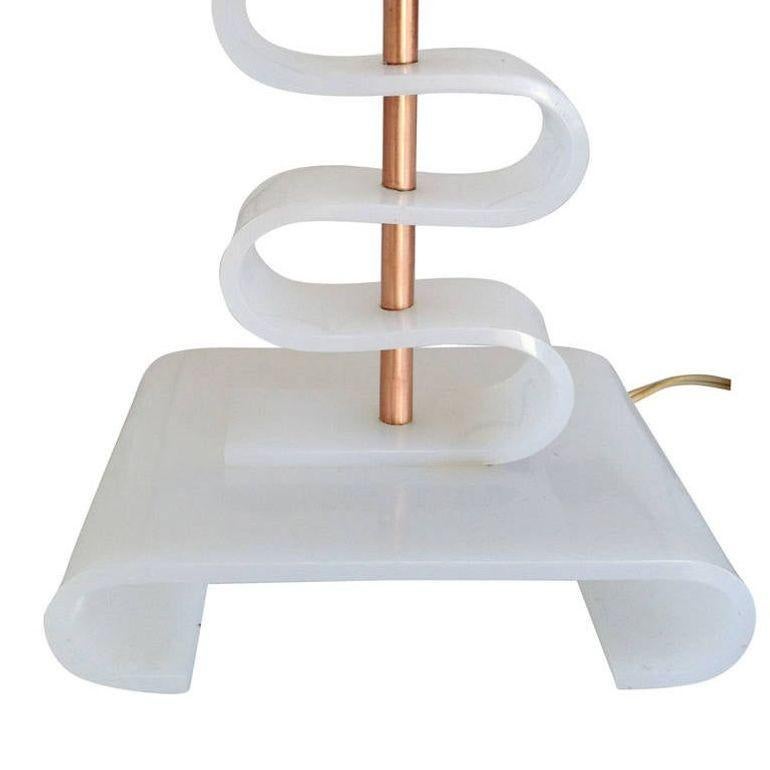 Asymmetric Midcentury Era Acrylic and Brass Table Lamp 1