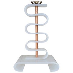 Asymmetric Midcentury Era Acrylic and Brass Table Lamp