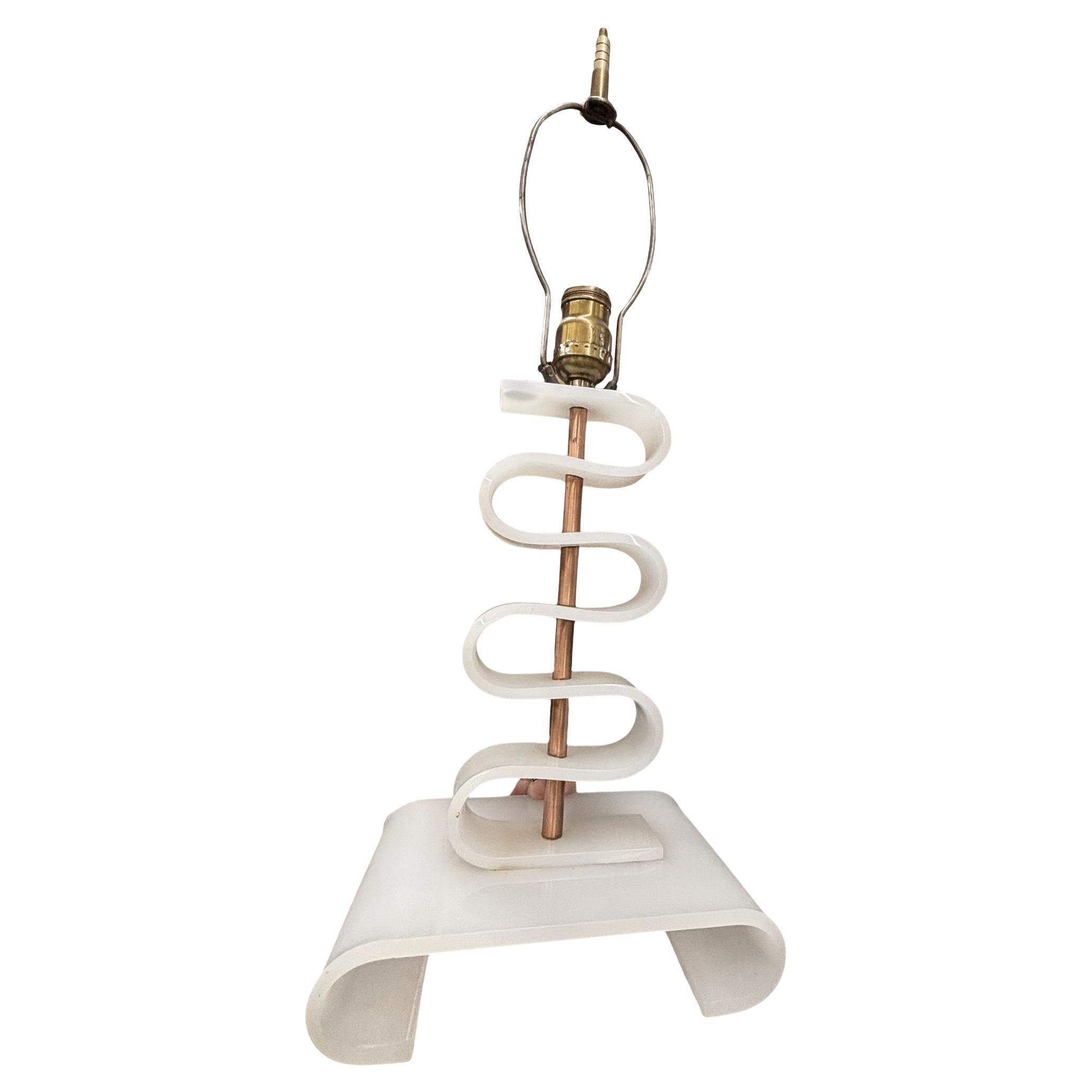 Asymmetric Midcentury Era Acrylic and Brass Table Lamp