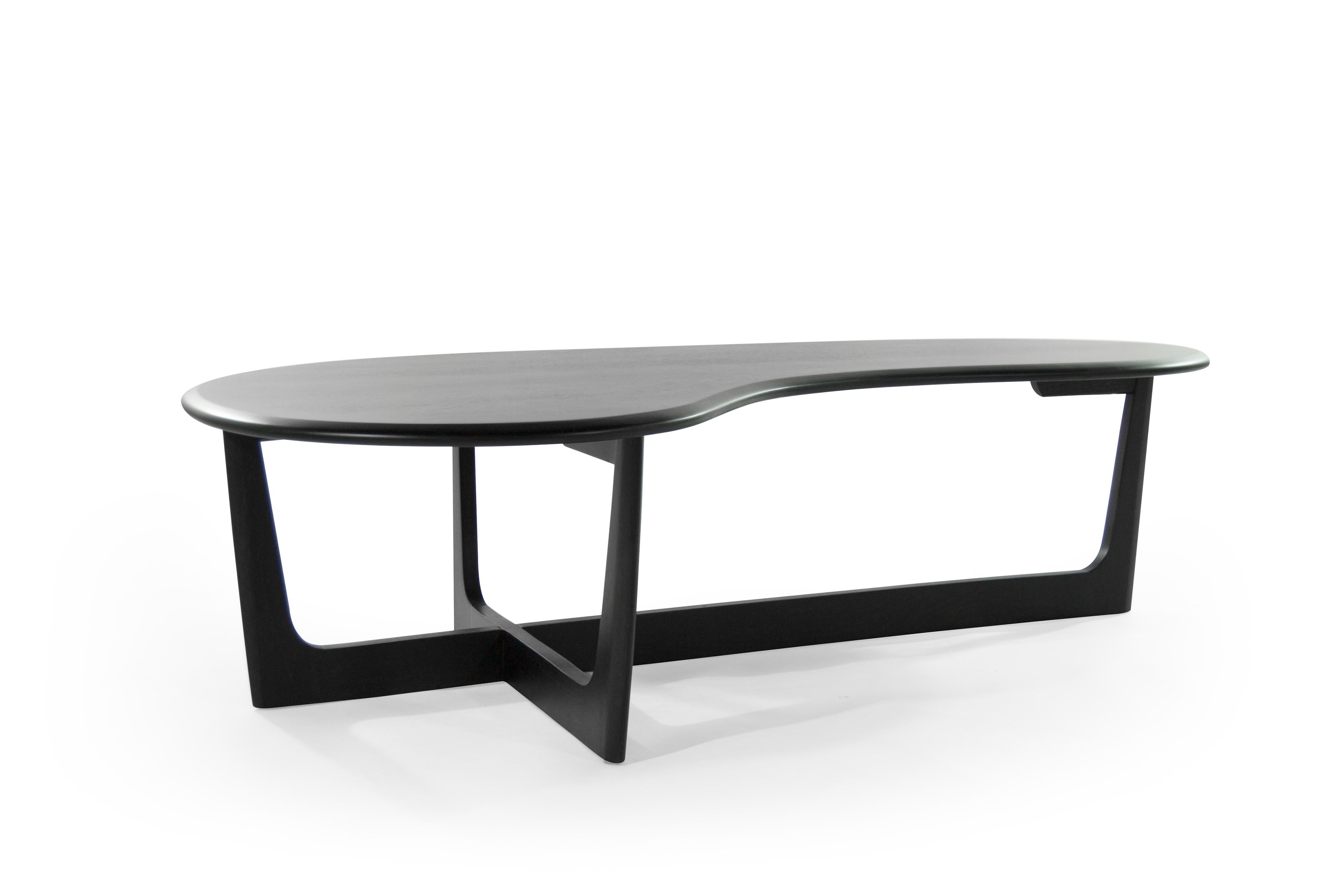 Biomorphic coffee table newly redone in an organic, stain / scratch resistant matte espresso finish.