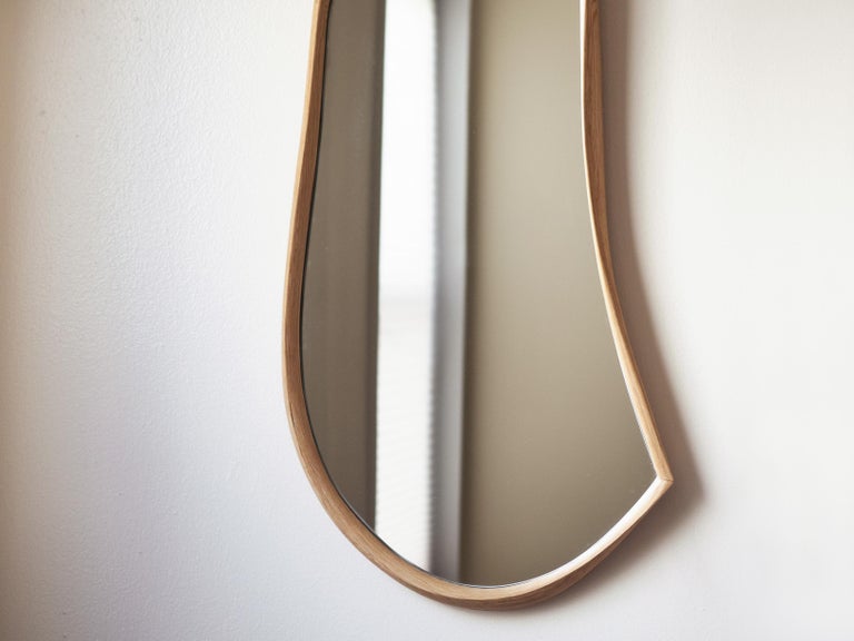 Contemporary Asymmetric, Organic Wall Mirror, Bent-lamination 'Momentum Mirror' by Soo Joo 