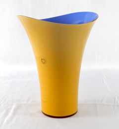 Asymmetric Murano Glass Vase by V. Nason & C., Italy, Blue and Yellow