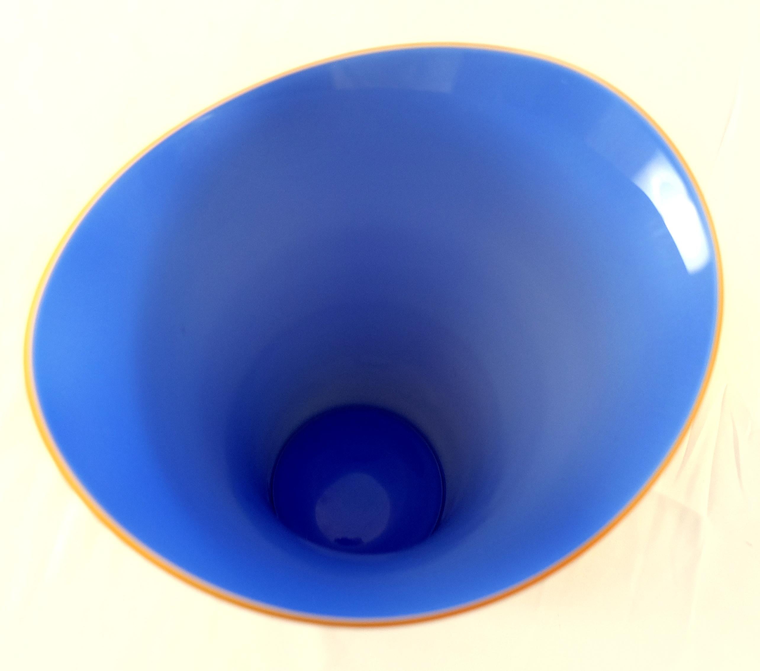 Modern Asymmetric Murano Glass Vase by V. Nason & C., Italy, Blue and Yellow For Sale