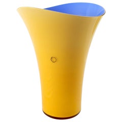 Asymmetric Murano Glass Vase by V. Nason & C., Italy, Blue and Yellow