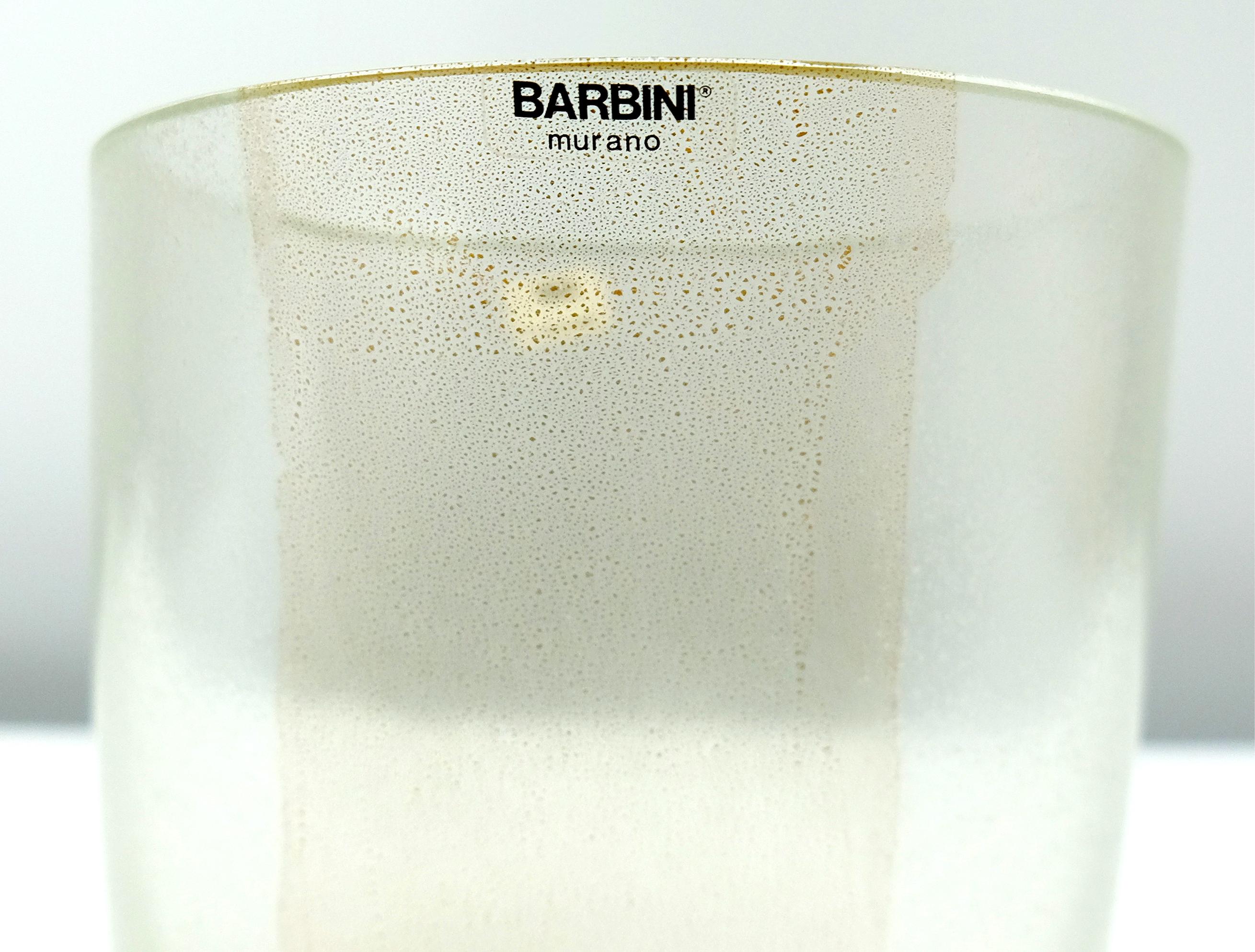  Murano Glass Vase with Infused Gold by Barbini, Italy, Asymmetric In New Condition For Sale In Miami, FL