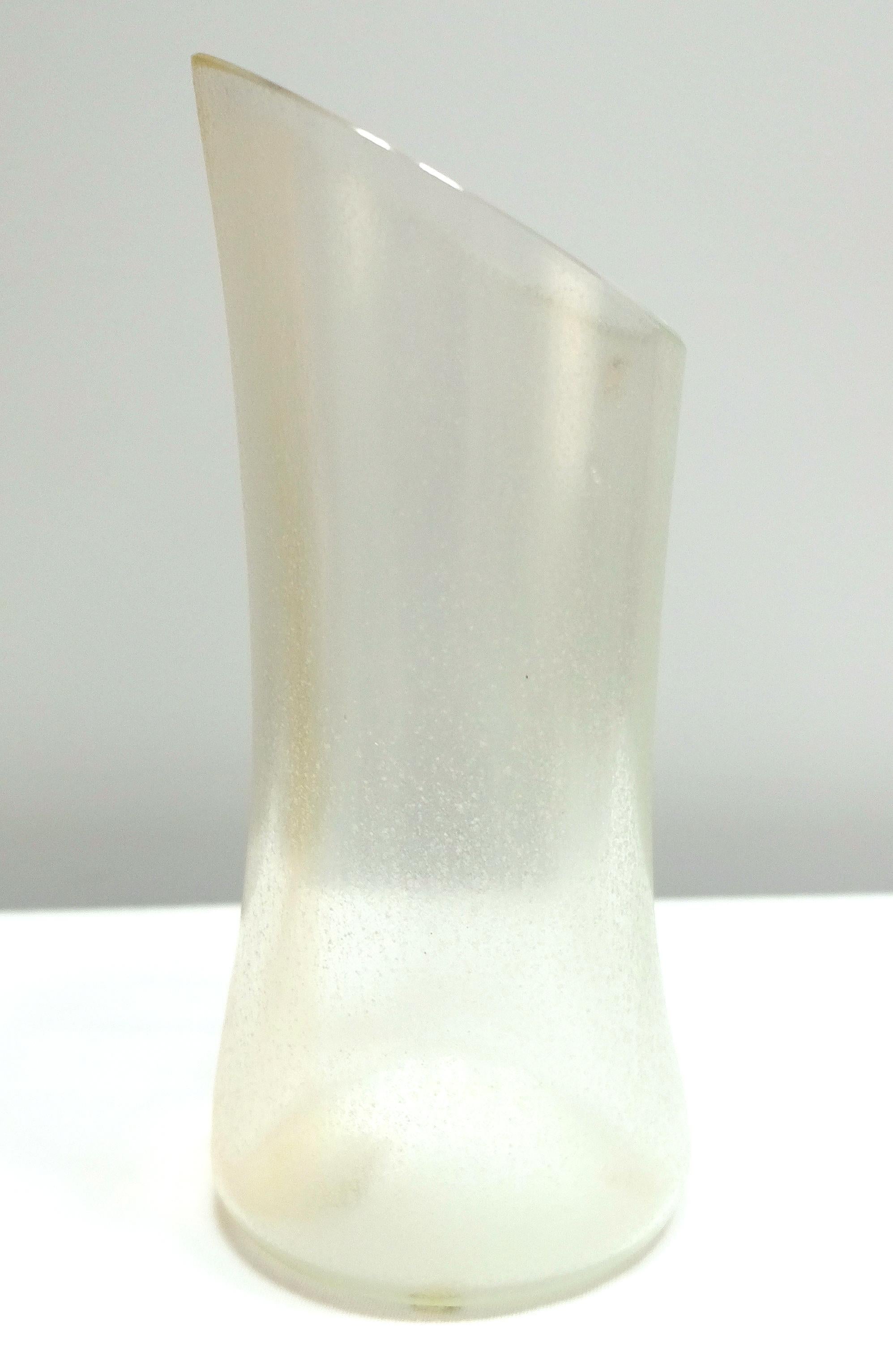 Contemporary  Murano Glass Vase with Infused Gold by Barbini, Italy, Asymmetric For Sale