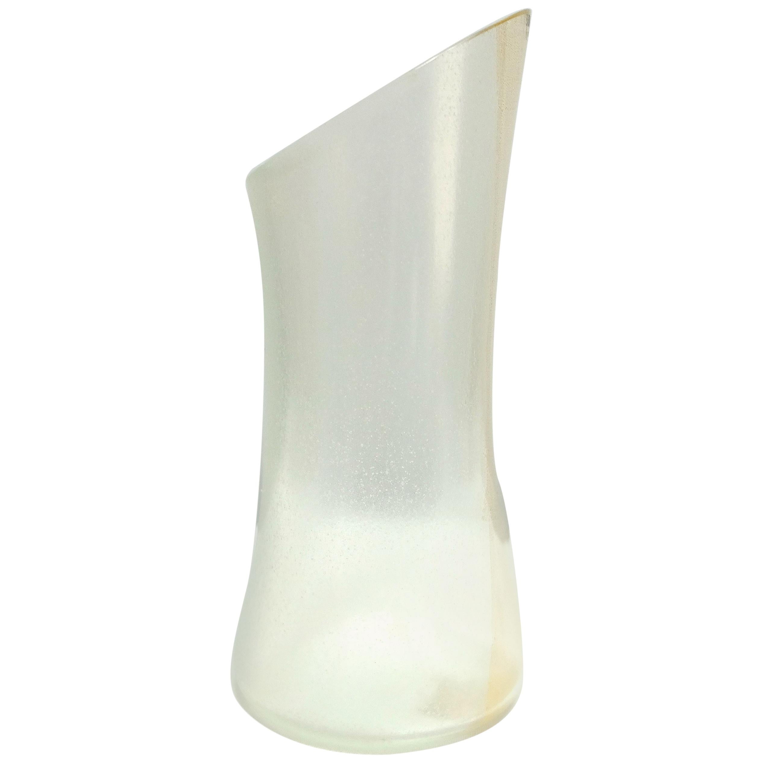  Murano Glass Vase with Infused Gold by Barbini, Italy, Asymmetric For Sale