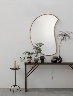 Asymmetric Organic Wood Mirror, Moon Mirror by Soo Joo