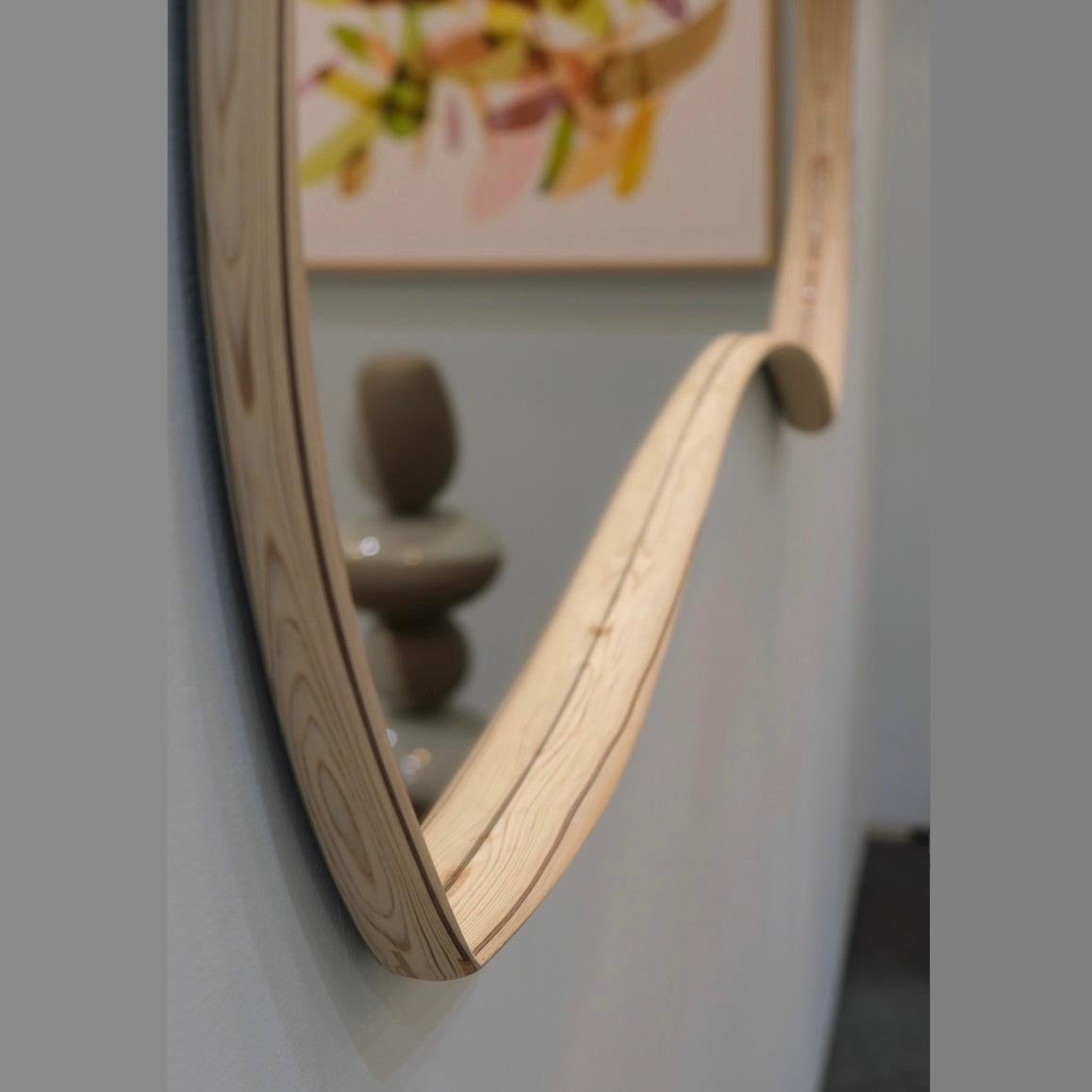 Hand-Carved Asymmetric Organic Wood Mirror, Moon Mirror by Soo Joo For Sale