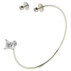 Paire asymétrique d'anneaux en or Quartz rocheux 18K et acier clouté