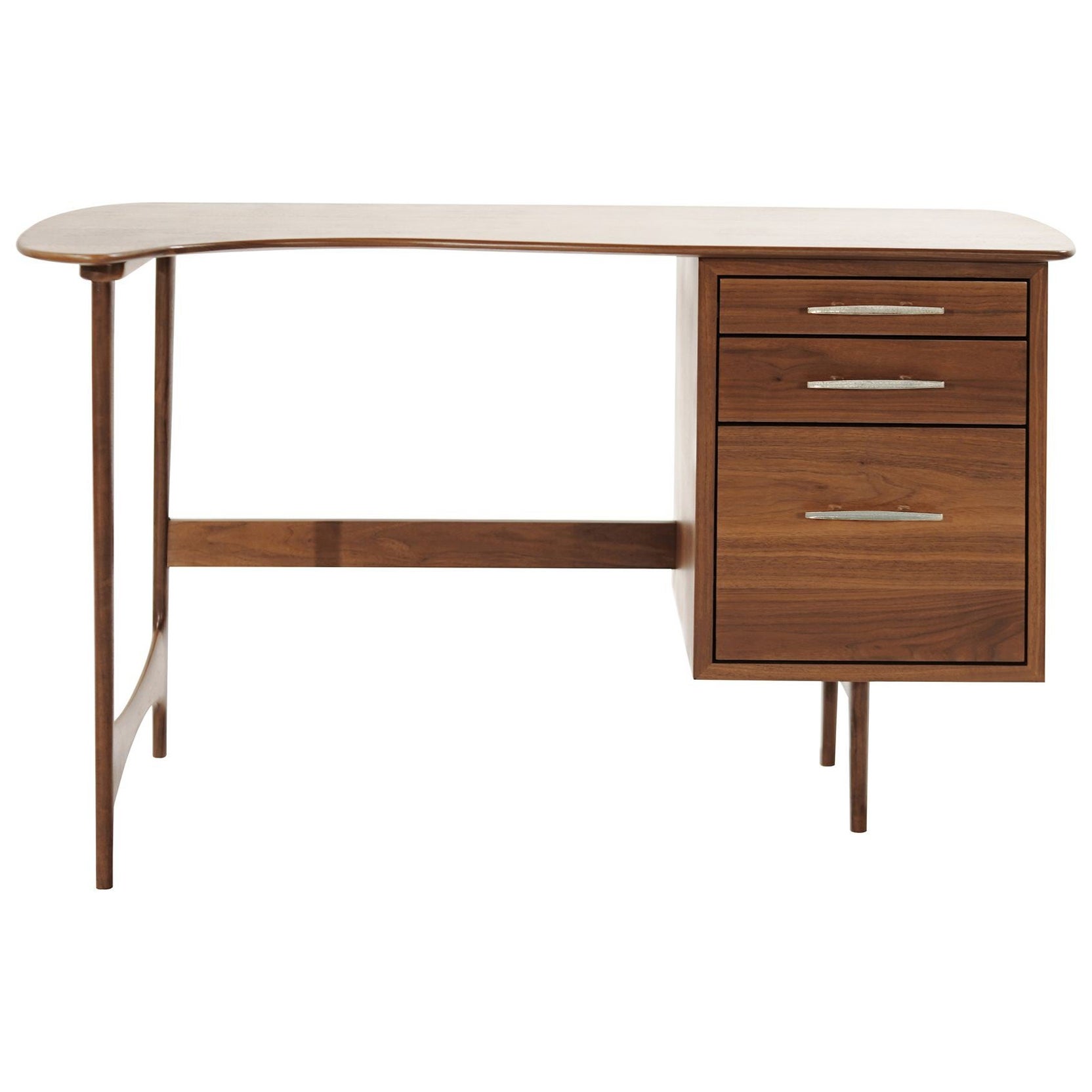 Asymmetric Scandinavian-Modern Walnut Desk, C. 1950s