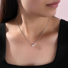 Asymmetric SI/H Pear Cut Diamond Cluster Pendant Necklace 14k White Gold