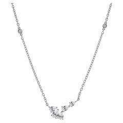 Asymmetric SI/H Pear Cut Diamond Cluster Pendant Necklace 14k White Gold
