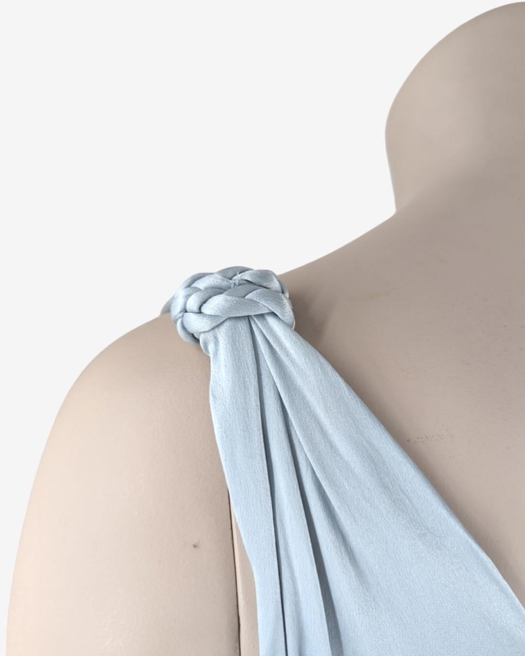 Asymmetric Silk Light Blue D&G Dolce & Gabbana Dress 7