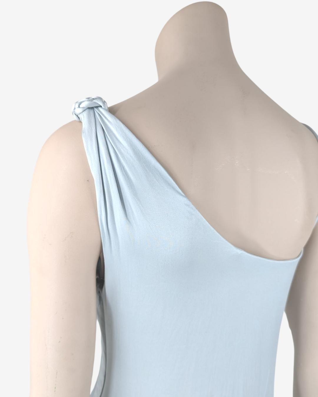 Asymmetric Silk Light Blue D&G Dolce & Gabbana Dress 8