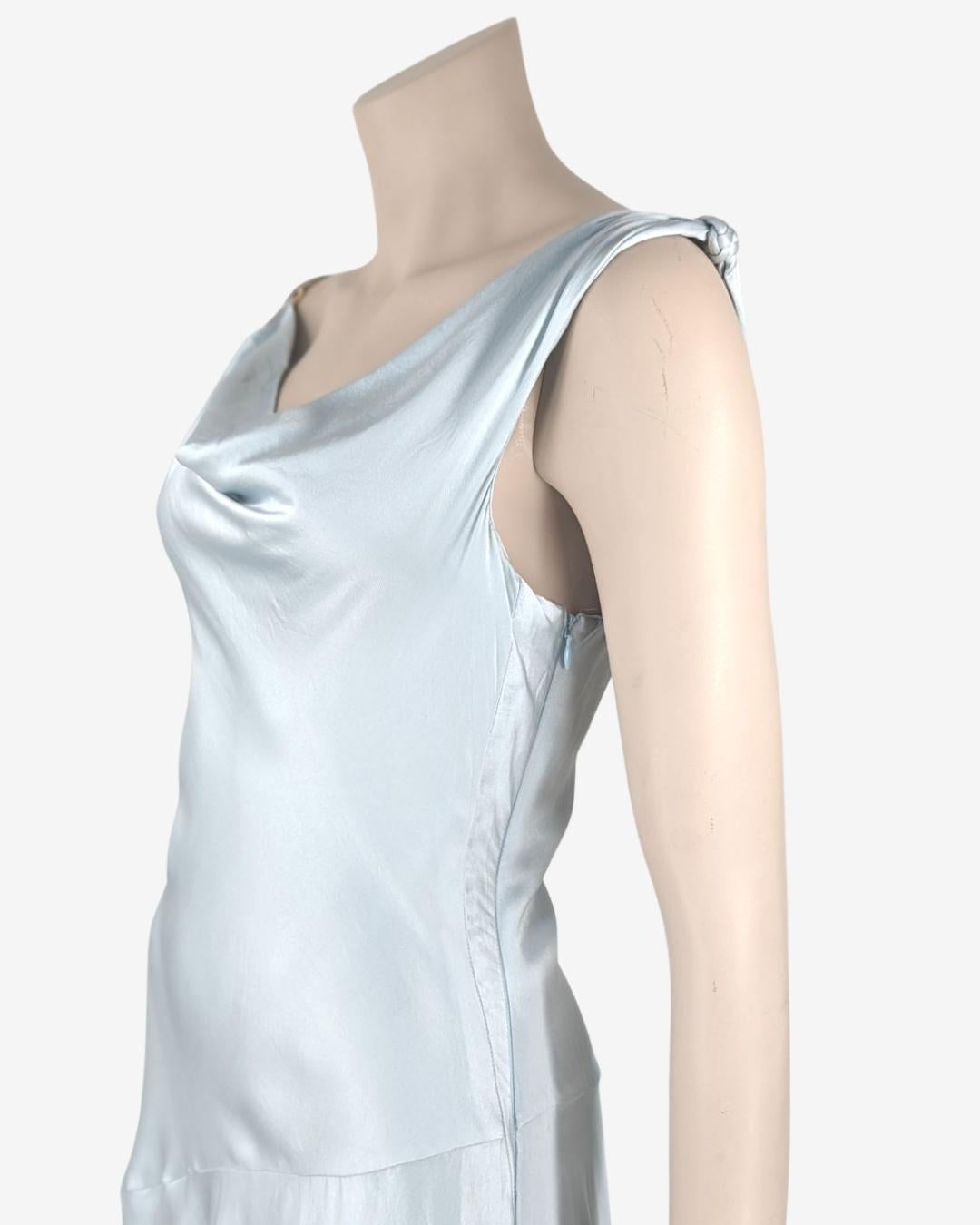 Gray Asymmetric Silk Light Blue D&G Dolce & Gabbana Dress