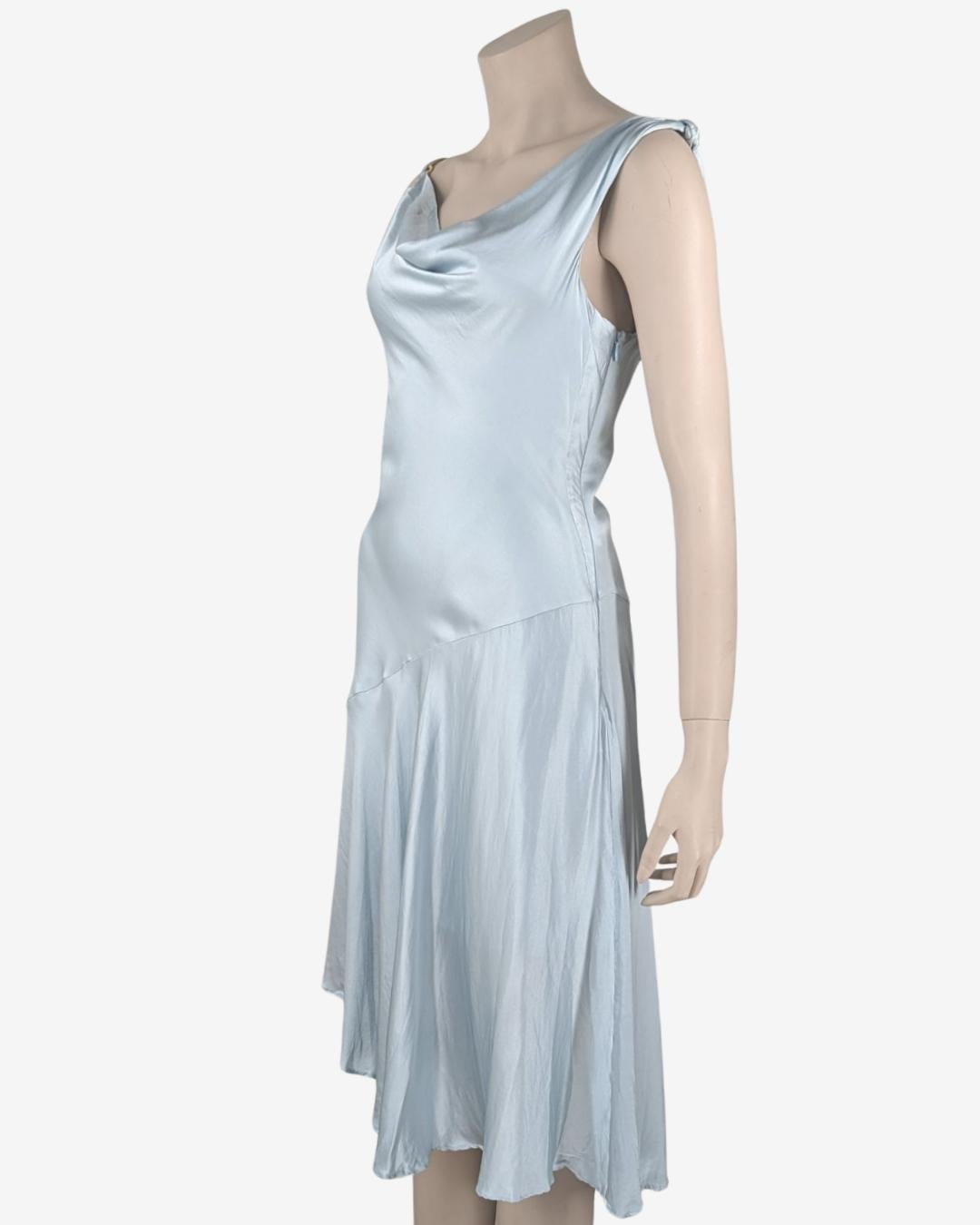 Asymmetric Silk Light Blue D&G Dolce & Gabbana Dress In Good Condition In GOUVIEUX, FR