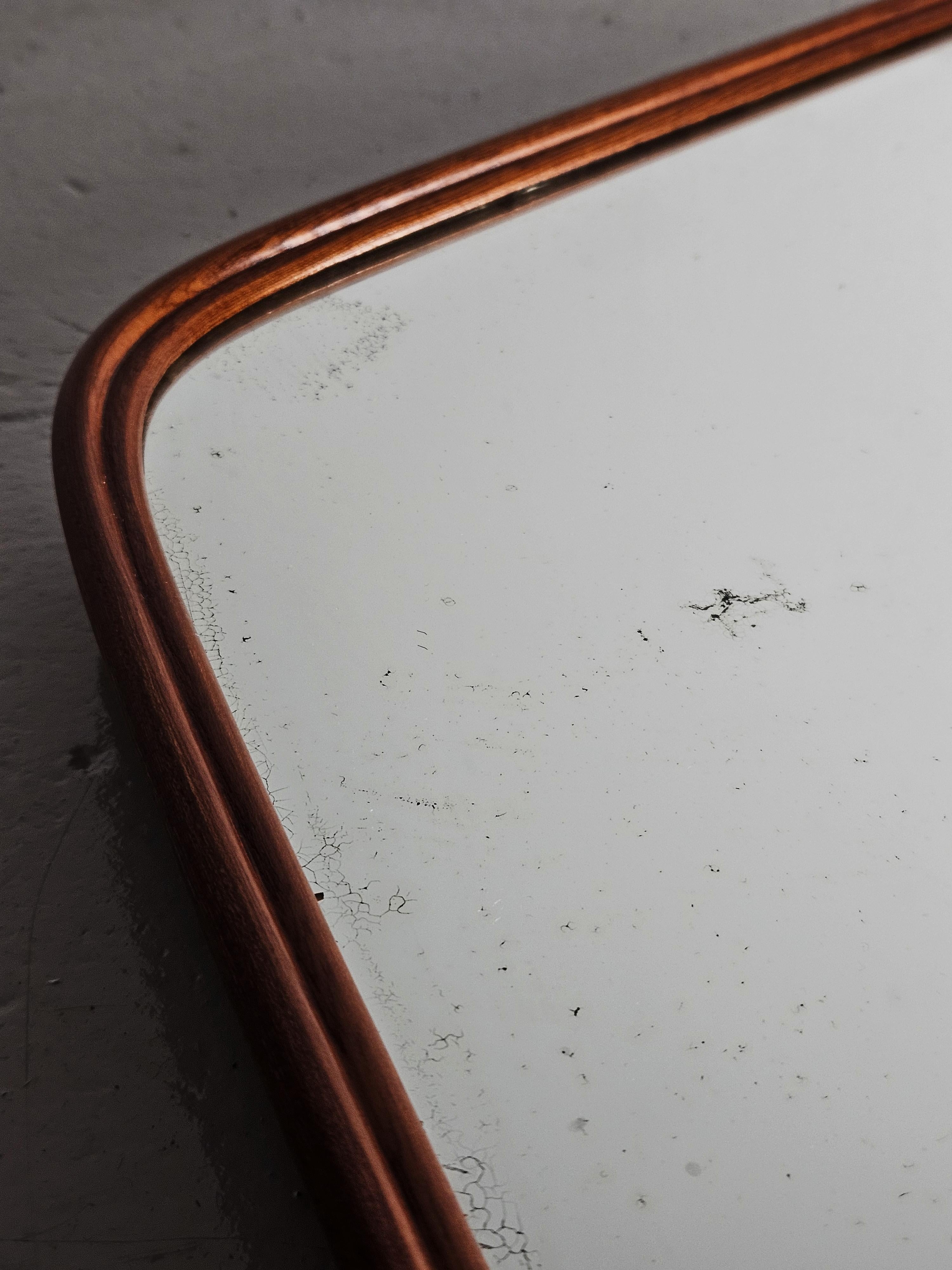 Specchio da parete asimmetrico di design svedese in Oak, anni '40 in vendita 1