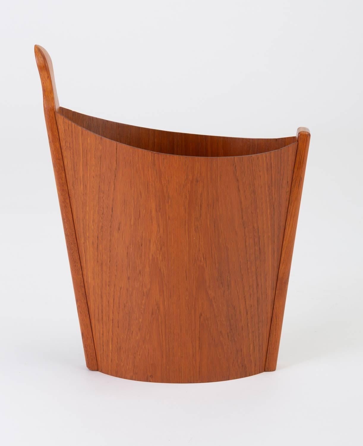 Asymmetric Teak Waste Basket by Westnofa 7